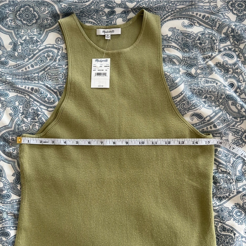 NWT Madewell The Signature Knit Cutaway Sweater Tank in Artichoke SZ XL - Picture 5 of 6